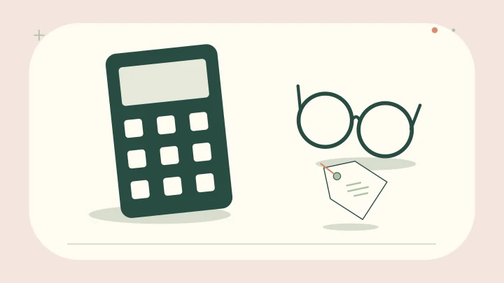 Calculator și o etichetă de preț examinate cu atenție